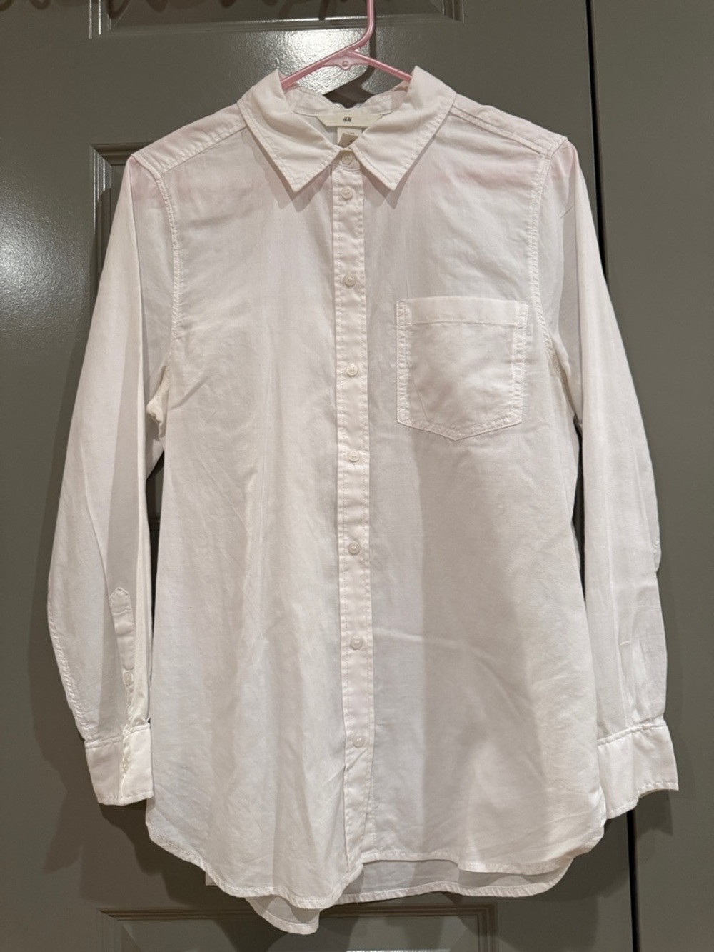LAST CALL! H&M White Lightweight Long-Sleeve Button-Down Shirt